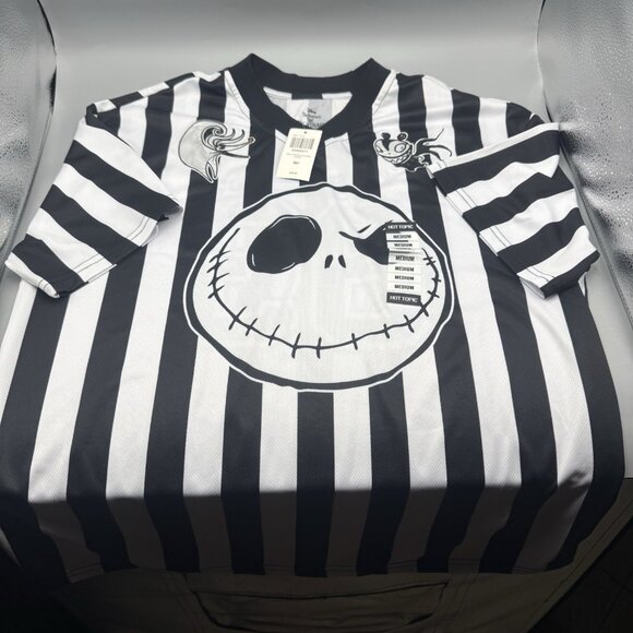 Disney Tops - The Nightmare Before Christmas Jack Stripe Girls Soccer Jersey Shirt MEDIUM New